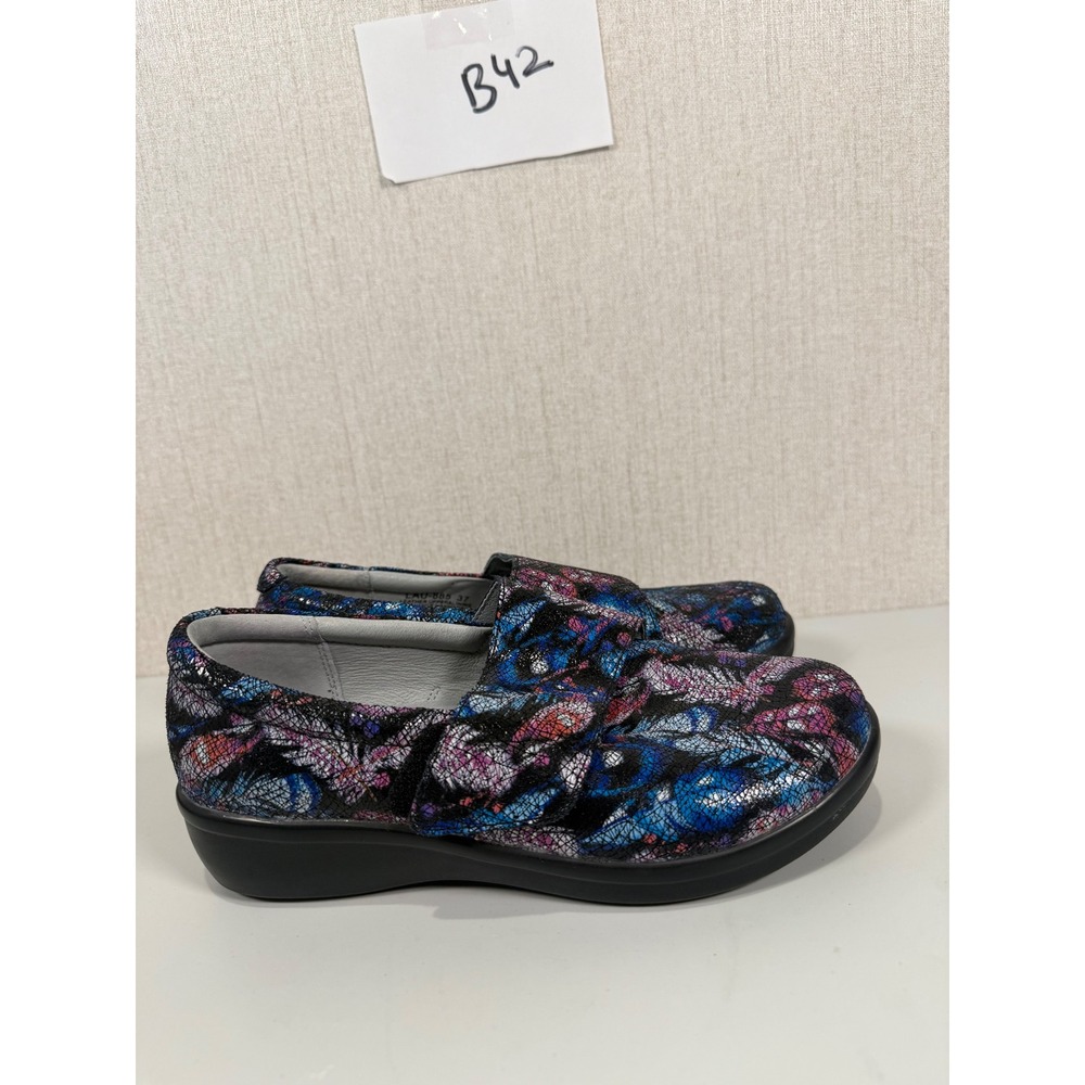 Alegria by PG Lite Women's Slip On Shoes Sz 37 US 7-7.5 Floral Leather Shoes